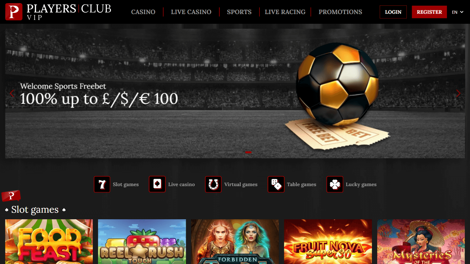 Players Club VIP Casino Desktop screenshot